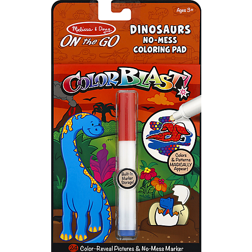 Melissa & Doug Coloring Pad, No Mess, Dinosaurs, On The Go 1 ea | Shop ...