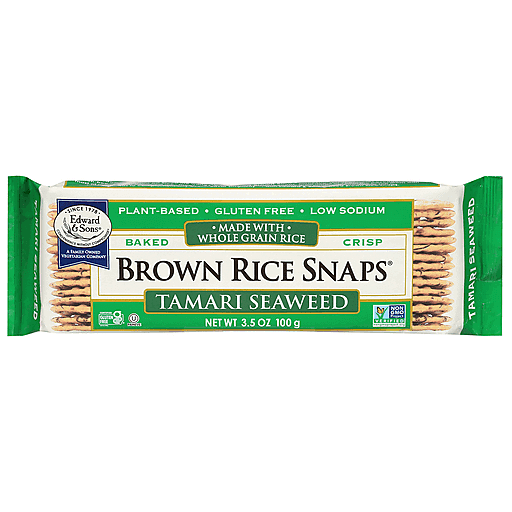 Edward and Sons Brown Rice Snaps, Tamari Seaweed