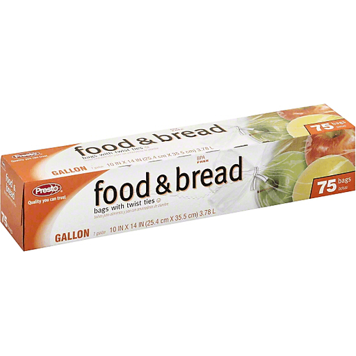 Twist Tie Food & Bread Storage Gallon Bags, Food Storage Bags