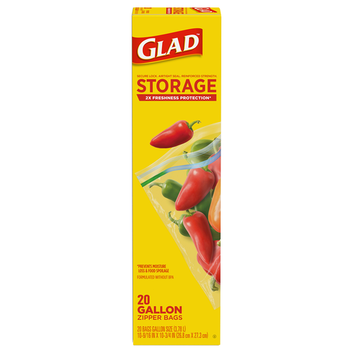 Glad Gallon Storage Zipper Bags 20 ea