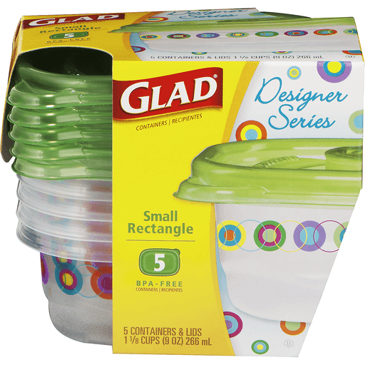 Glad Design Series Containers & Lids, Medium Rectangle, 3 Cups, Plastic  Containers