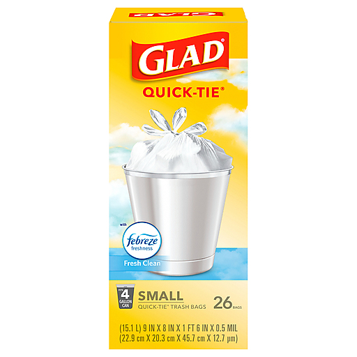 Glad 4 Gallon Fresh Clean Small Trash Bags 26 ea