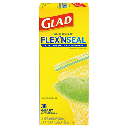 Glad Quart Storage Zipper Bags 38 ea