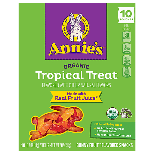 Annie's Organic Bunny Tropical Treat Fruit Flavored Snacks 10 ea