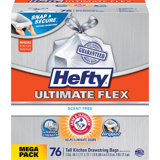 Hefty® Ultimate Flex™ Scent Free Tall Kitchen Drawstring 13 Gallon Garbage  Bags 38 ct Box, Trash Bags