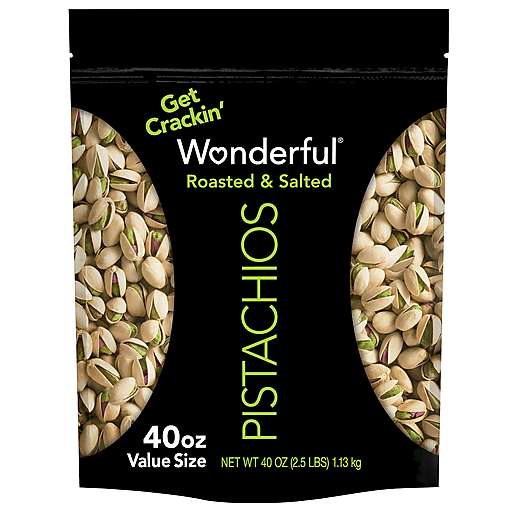 Wonderful Roasted & Salted Pistachios Value Size 40 oz