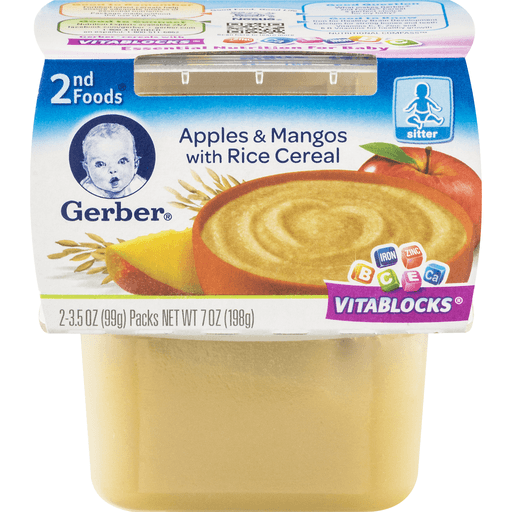 Gerber 2nd Foods Apple Mango With Rice Cereal Baby Food 4 Oz Tubs 2