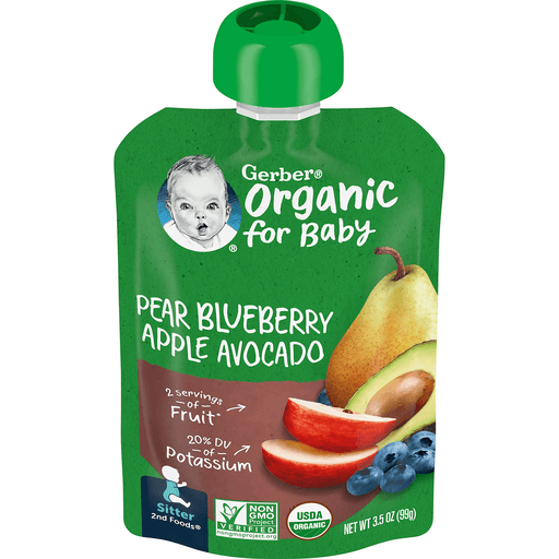 Gerber 2nd Foods Organic for Baby Baby Food, Pear Blueberry Apple ...