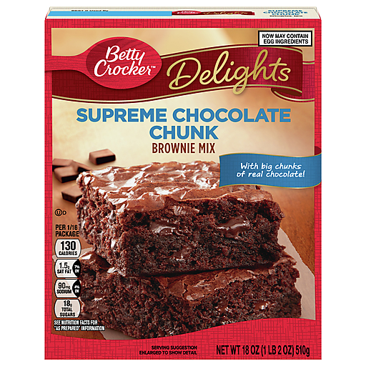 Betty Crocker Brownie Mix, Supreme Chocolate Chunk, Delights 18 Oz ...