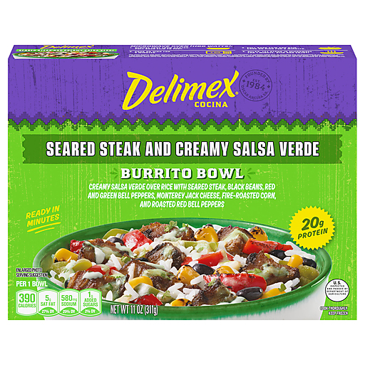 Delimex Seared Steak And Creamy Salsa Verde Burrito Bowl 11 oz