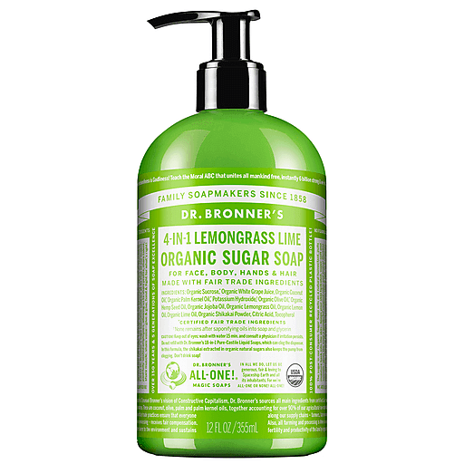 Dr. Bronner's Organic Sugar Soap   Lemongrass Lime 12.0 fl oz
