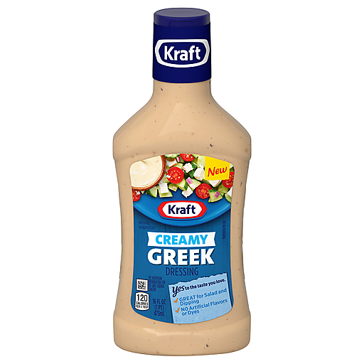Kraft Creamy Greek Dressing, 16 fl oz Bottle, for Salads and Dipping, No Artificial Flavors or Dyes