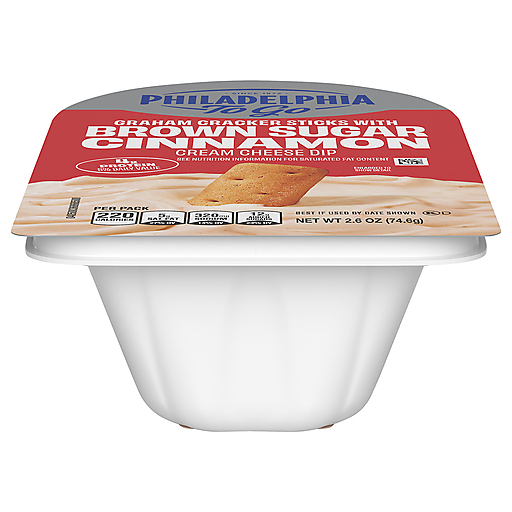 Philadelphia To Go Graham Cracker Sticks with Brown Sugar Cinnamon Cream Cheese Dip, 1 Tray, for On-the-Go Snacking, 4g Protein per Serving, 2.6 oz