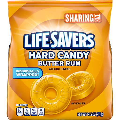 LIFE SAVERS Butter Rum Hard Candy Individually Wrapped, Sharing Size, 14.5 oz Bag