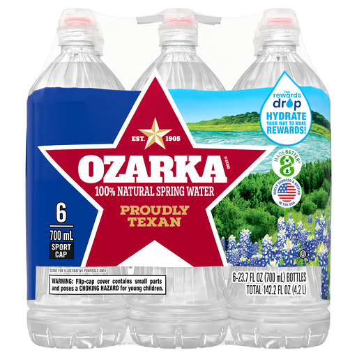 Ozarka Texas Spring Water, 23.7-ounce plastic sport cap bottles (Pack of 6)