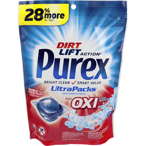 Purex UltraPacks Laundry Detergent, Liquid, HE, Plus Oxi and Zout, Pods