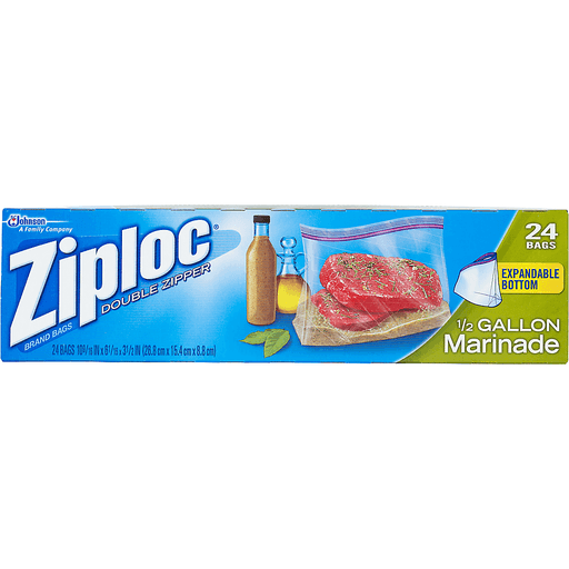 Ziploc® Double Zipper 1/2 Gallon Marinade Bags 24 ct Box
