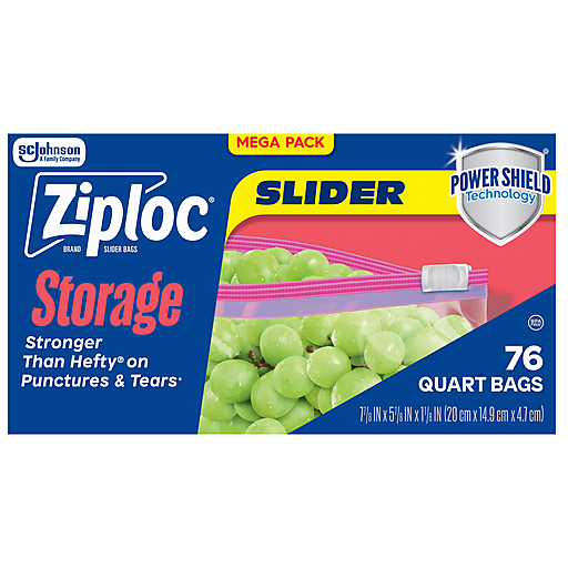 Ziploc 19 Quart Storage Slider Bags-Mega Pk