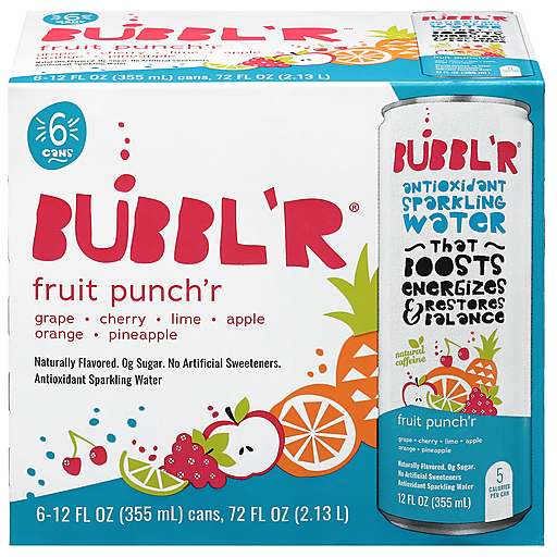 Bubbl'r Antioxidant Fruit Punch'r Sparkling Water 6 ea