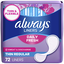 Always Always Daily Fresh Thin Liners, Regular, Unscented Panty Liners, 72 Count 72 Ct