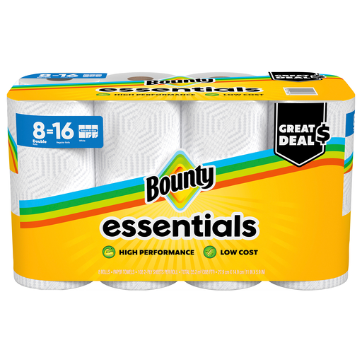 Bounty White 2 Ply Essentials Double Rolls Paper Towels 8 ea