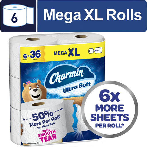 Charmin Charmin Toilet Paper Ultra Soft, 6 Mega Xl Rolls 6 ct