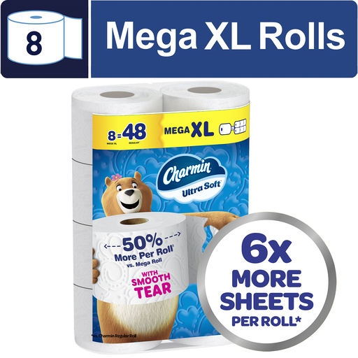 Charmin Charmin Toilet Paper Ultra Soft, 8 Mega Xl Rolls 8 ct
