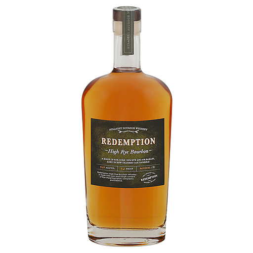 Redemption Whiskey, Straight Bourbon, High Rye Bourbon 750 Ml, Whiskey &  Bourbon