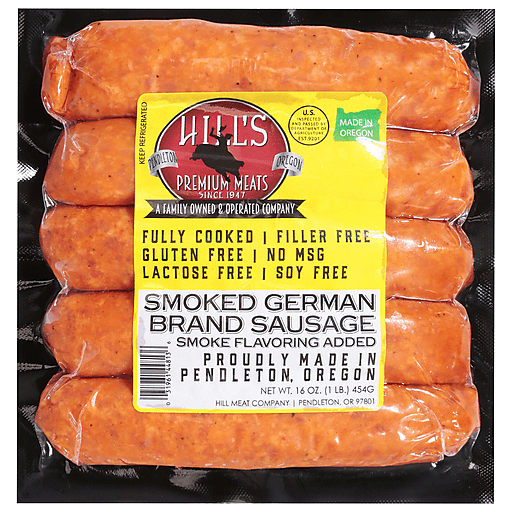 Hills Premium Meats Sausage, Smoked, German Brand 16 Oz | Brats ...