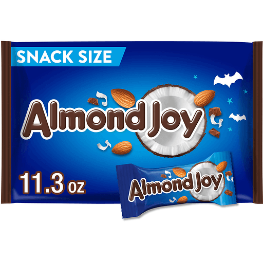 ALMOND JOY Coconut and Almond Chocolate Snack Size, Halloween Candy Bag, 11.3 oz