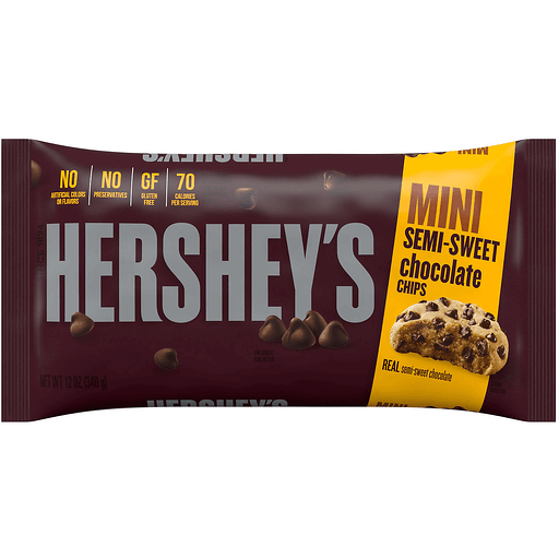 HERSHEY'S Mini Semi-Sweet Chocolate Baking Chips Bag, 12 oz
