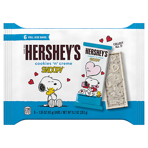 Hershey's Snoopy Cookies 'N' Creme Full Size Bars 6 Ea | Packaged