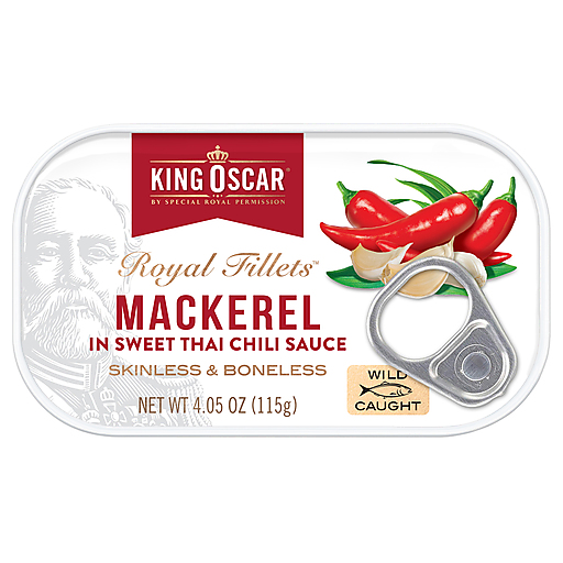 King Oscar Wild Caught Skinless & Boneless Mackerel In Sweet Thai Chili Sauce 4.05 oz