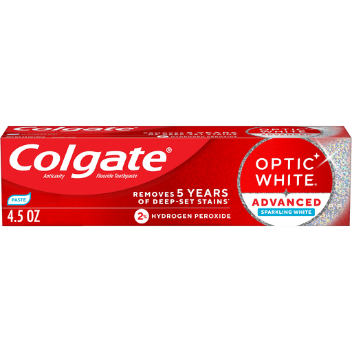 Colgate Optic White Advanced Hydrogen Peroxide Toothpaste, Sparkling White