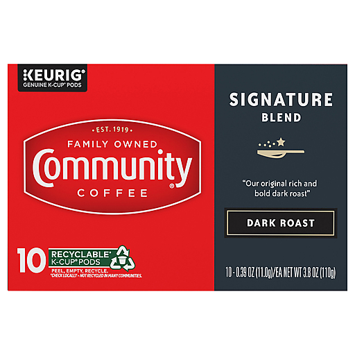 Community Coffee K Cup Pods Dark Roast Signature Blend Coffee 10 ea