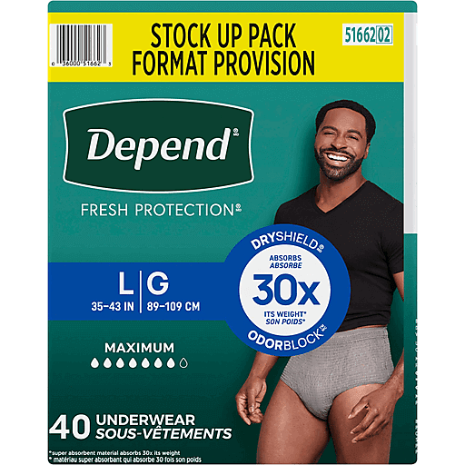 Depends Lrg Male Max Absorbency 40 Ct