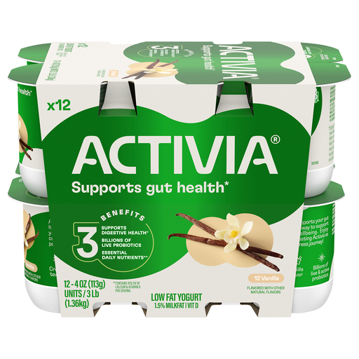 Activia Vanilla Probiotic Low Fat Yogurt 12 ea