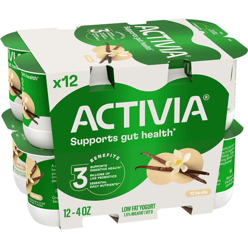 Dannon Activia Lowfat Yogurt, 12 Pack, Vanilla