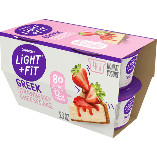 Dannon Light Fit Greek Nonfat Yogurt Strawberry Cheesecake Gluten Free 5 3 Oz 4 Pack