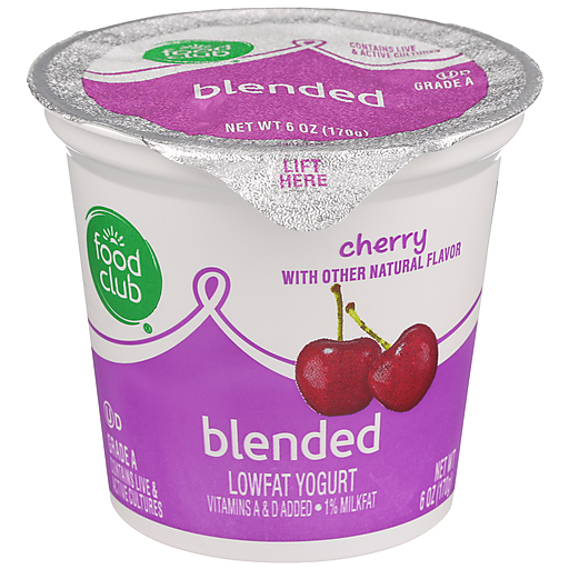 Food Club Blended Lowfat Cherry Yogurt 6 Oz Cup, Shop