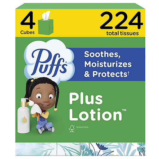 Puffs Puffs Facial Tissues Plus Lotion, 4 Count 224 ct