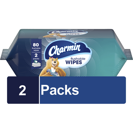 Charmin Flushable Wipes, 2 Packs, 40 Wipes Per Pack 80 ct
