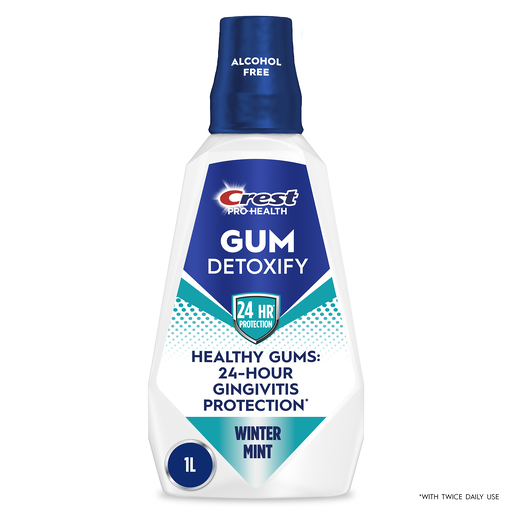 Crest Crest Mouthwash Pro Health Gum Detoxify, Antigingivitis & Antiplaque, Neutralizes Plaque, 24 Hour Protection, Alcohol Free, Winter Mint, 1 L (33.8 Fl Oz) 33.81 oz