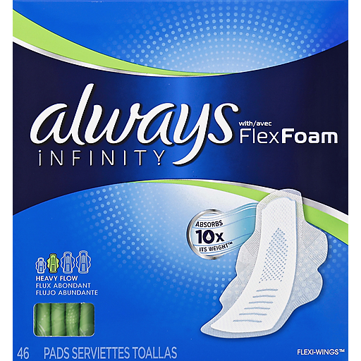 Always Infinity FlexFoam Pads for Women Size 2 Heavy Flow Absorbency ...