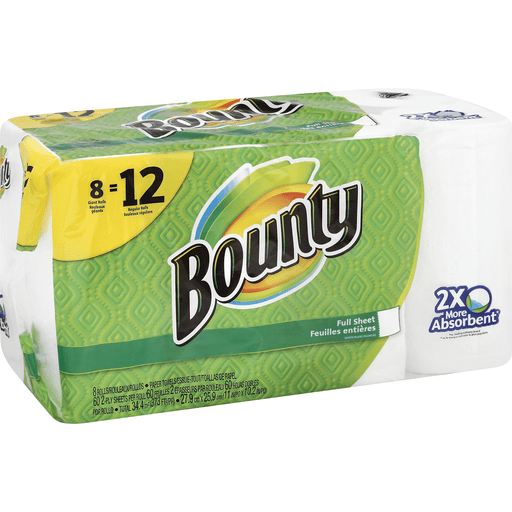 Bounty Paper Towels, Full Sheet, Giant Rolls, Prints, 2-Ply | Napkins ...