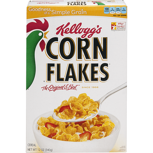 Kellogg's Corn Flakes Original Breakfast Cereal, Large Size, 12 oz Box