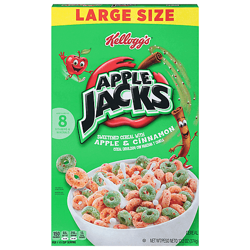 Apple Jacks Cereal, Apple & Cinnamon, Large Size 13.2 Oz | Cereal 