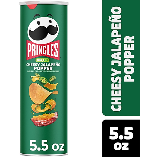 Pringles Cheesy Jalapeno Popper Potato Crisps Chips, Lunch Snacks, 5.5oz Can