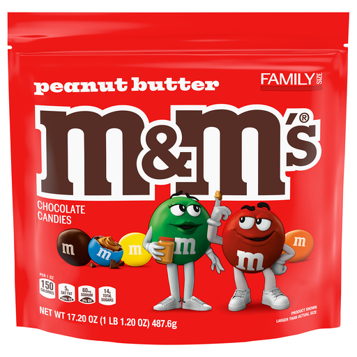 M&M's Peanut Butter Chocolate Candies Family Size 17.2 oz