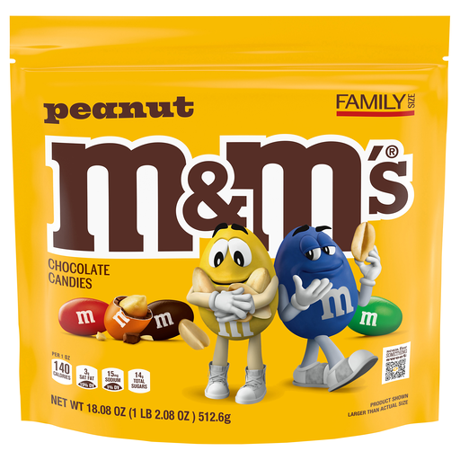 M&M's Peanut Chocolate Candies Family Size 18.08 oz